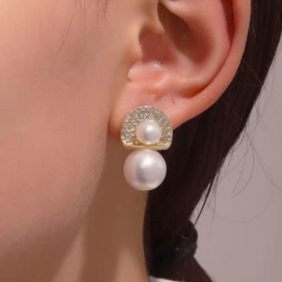 Aretes Perlas Corona