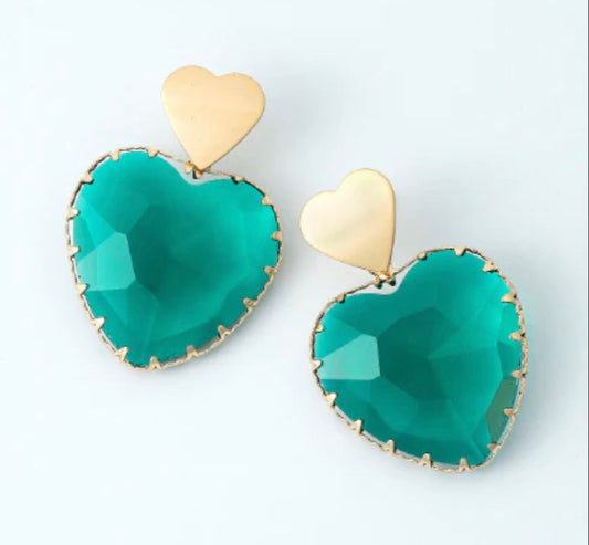 Aretes corazón esmeralda