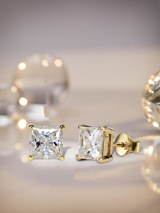 Aretes Moissanita Corte Princesa
