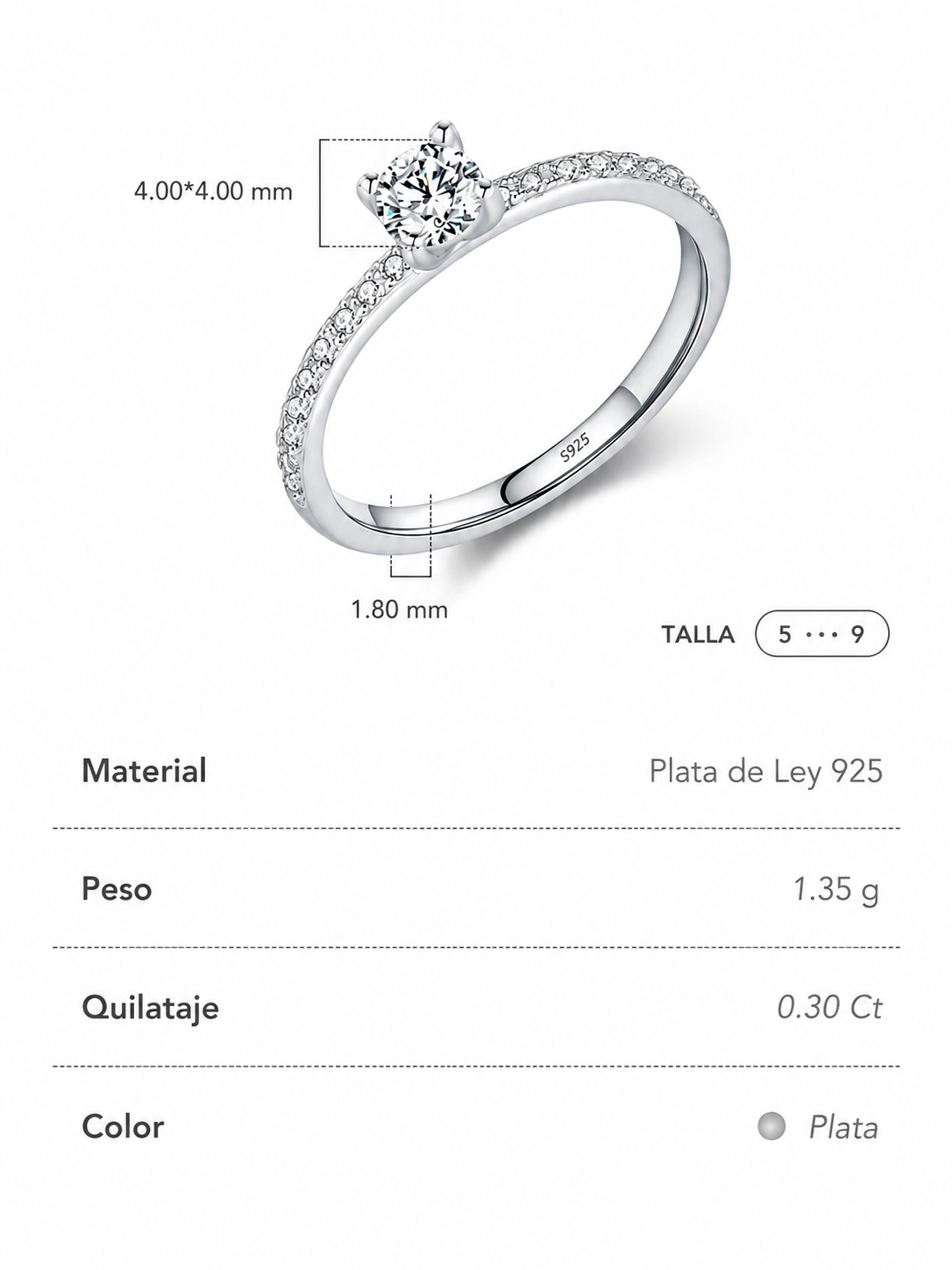 Anillo Stella Moissanita