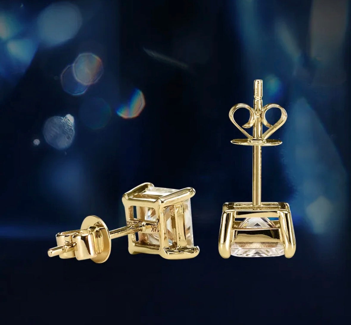 Aretes Moissanita Corte Princesa
