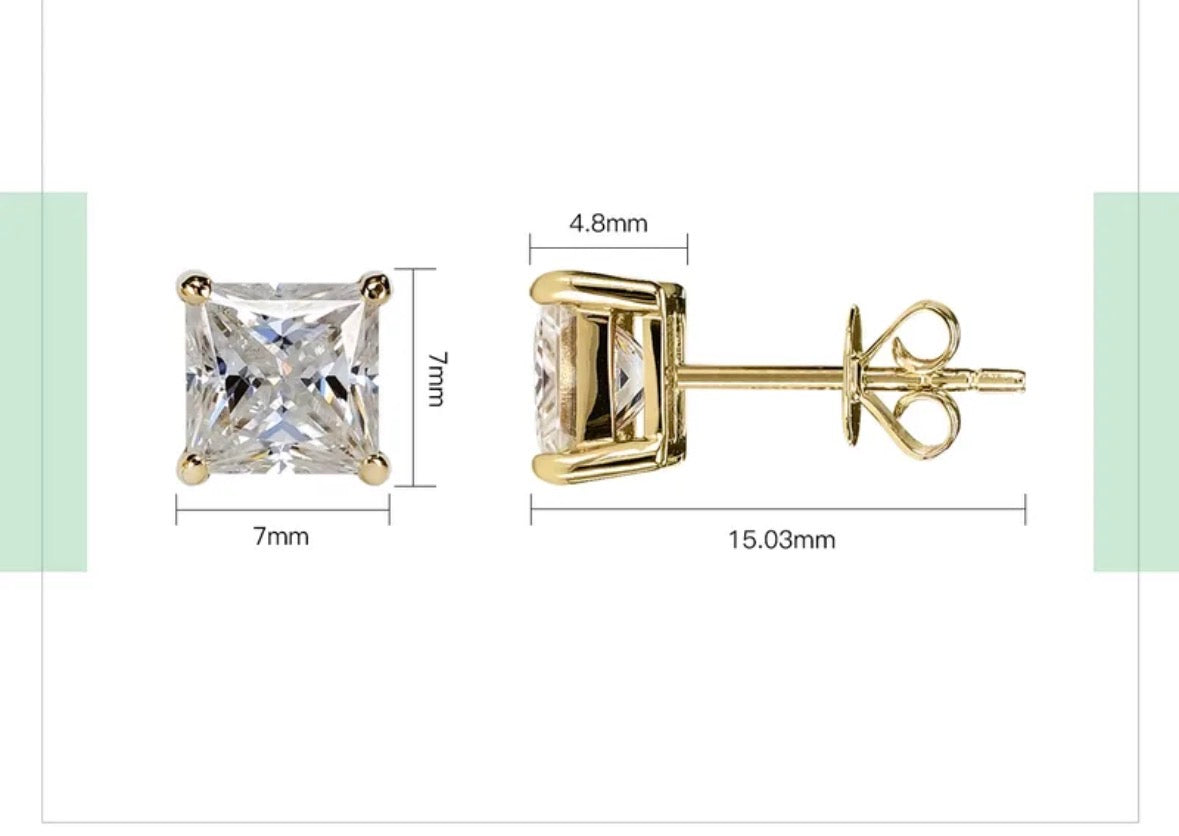 Aretes Moissanita Corte Princesa